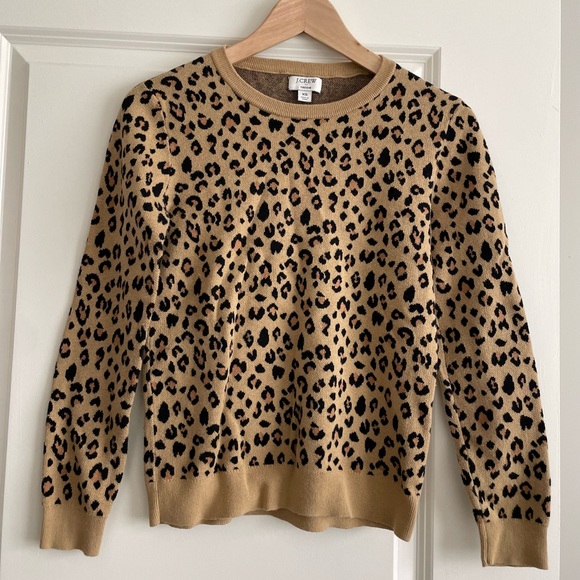 J. Crew leopard print Teddie sweater — size XS - Picture 1 of 4